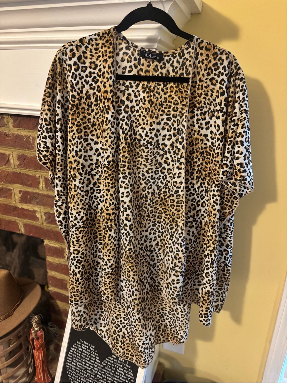 Adara Leopard Print Open Front Kimono - Tan, Black, Cream